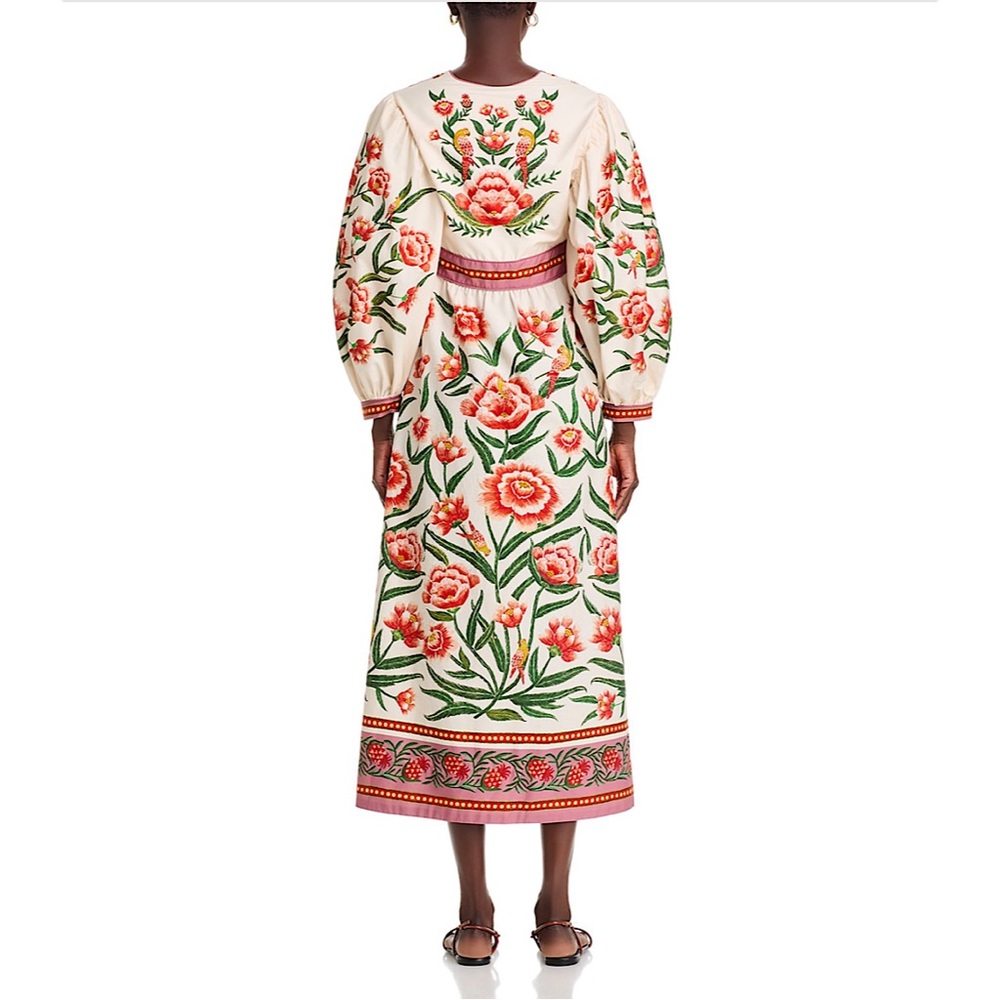 FARM Rio Floral Embroidered Midi Dress - Cream and Red - Picture 3 of 12